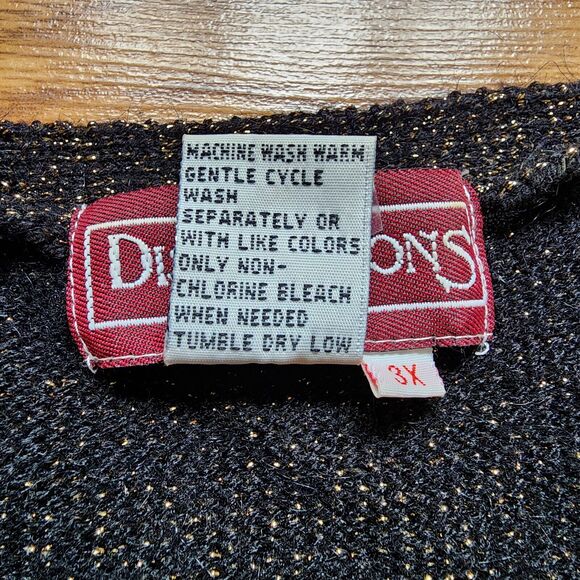 Distinctions Pullover V-Neck Sweater Womens Size 3XL Black Gold Glitter - Picture 4 of 7